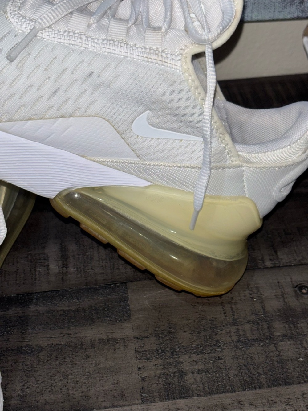 Nike Air Max 270 Triple White Metallic Silver Size 6Y - Picture 10 of 14
